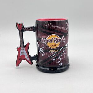 Hard Rock Cafe Aruba Commemorative Coffee Mug Red Electric Guitar Handle